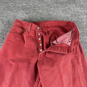 Vintage Levis 501 Jeans Womens 31x32 Red Straight Button Fly Made USA Denim 90s